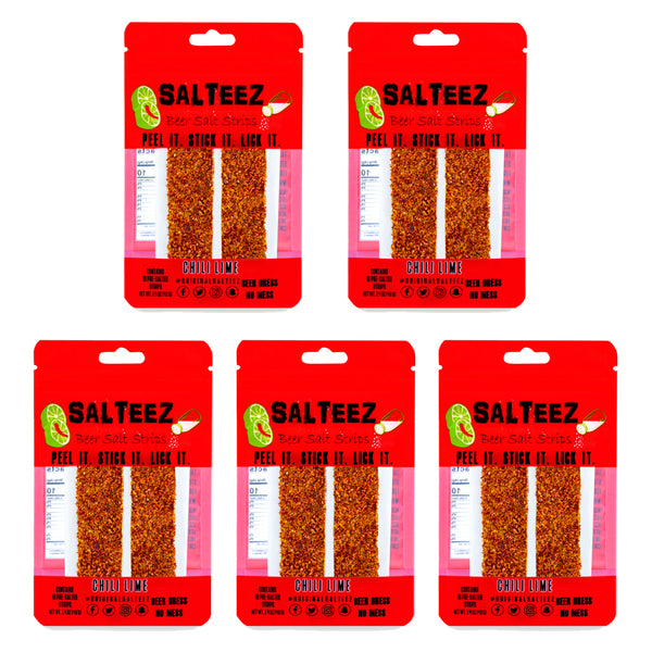 Salteez Beer Salt Strips - Chili Lime - 5 Packs - 50 Total Strips! - FREE SHIPPING!